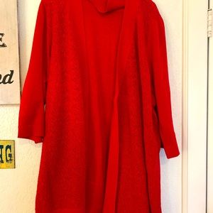 Red knit sweater jacket